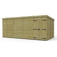 Buttercup Farm 17ft x 9ft Pent Garden Shed Double Door No Windows - Timber in Brown