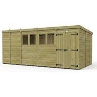 Buttercup Farm 17ft x 9ft Pent Garden Shed Double Door With Windows - Timber in Brown