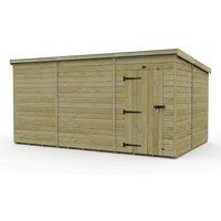Buttercup Farm 17ft x 10ft Pent Garden Shed Single Door No Windows - Timber in Brown