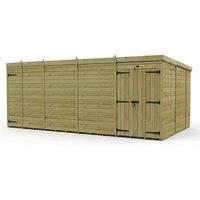 Buttercup Farm 17ft x 10ft Pent Garden Shed Double Door No Windows - Timber in Brown