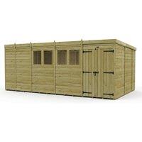 Buttercup Farm 17ft x 10ft Pent Garden Shed Double Door With Windows - Timber in Brown