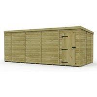 Buttercup Farm 18ft x 9ft Pent Garden Shed Single Door No Windows - Timber in Brown