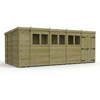 Buttercup Farm 18ft x 9ft Pent Garden Shed Double Door With Windows - Timber in Brown