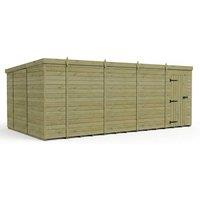 Buttercup Farm 18ft x 10ft Pent Garden Shed Single Door No Windows - Timber in Brown