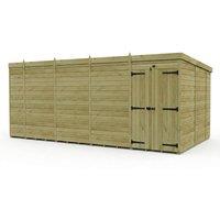 Buttercup Farm 18ft x 10ft Pent Garden Shed Double Door No Windows - Timber in Brown