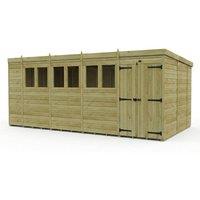 Buttercup Farm 18ft x 10ft Pent Garden Shed Double Door With Windows - Timber in Brown