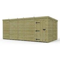 Buttercup Farm 19ft x 9ft Pent Garden Shed Single Door No Windows - Timber in Brown
