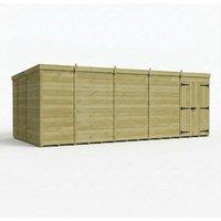 Buttercup Farm 19ft x 9ft Pent Garden Shed Double Door No Windows - Timber in Brown