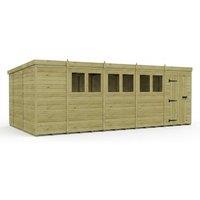 Buttercup Farm 19ft x 10ft Pent Garden Shed Single Door With Windows - Timber in Brown