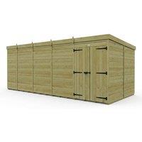 Buttercup Farm 19ft x 10ft Pent Garden Shed Double Door No Windows - Timber in Brown
