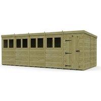 Buttercup Farm 20ft x 9ft Pent Garden Shed Single Door With Windows - Timber in Brown