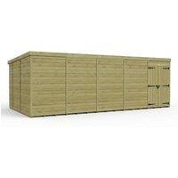 Buttercup Farm 20ft x 9ft Pent Garden Shed Double Door No Windows - Timber in Brown