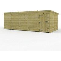Buttercup Farm 20ft x 10ft Pent Garden Shed Single Door No Windows - Timber in Brown
