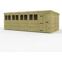 Buttercup Farm 20ft x 10ft Pent Garden Shed Single Door With Windows - Timber in Brown