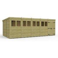 Buttercup Farm 20ft x 10ft Pent Garden Shed Double Door With Windows - Timber in Brown