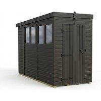 Buttercup Farm 4ft x 10ft Composite Pent Garden Shed Single Door With Windows - Grey