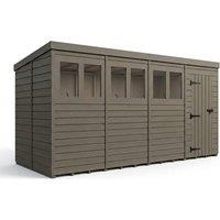 Buttercup Farm 6ft x 9ft Composite Pent Garden Shed Single Door With Windows - Grey