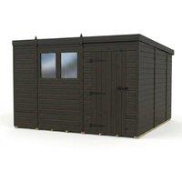 Buttercup Farm 10ft x 10ft Composite Pent Garden Shed Single Door With Windows - Grey