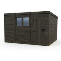 Buttercup Farm 11ft x 10ft Composite Pent Garden Shed Single Door With Windows in Grey