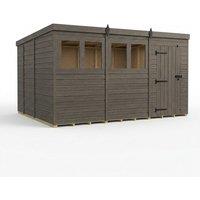 Buttercup Farm 12ft x 9ft Composite Pent Garden Shed Single Door With Windows in Grey