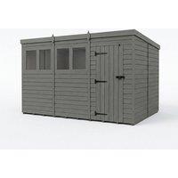 Buttercup Farm 12ft x 10ft Composite Pent Garden Shed Single Door With Windows in Grey