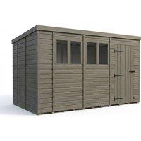 Buttercup Farm 14ft x 9ft Composite Pent Garden Shed Single Door With Windows in Grey