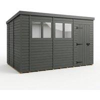 Buttercup Farm 14ft x 10ft Composite Pent Garden Shed Single Door With Windows in Grey
