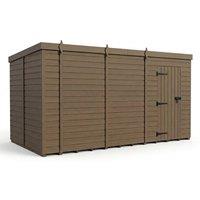 Buttercup Farm 15ft x 9ft Composite Pent Garden Shed Single Door No Windows in Brown
