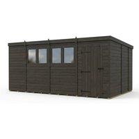Buttercup Farm 15ft x 9ft Composite Pent Garden Shed Single Door With Windows in Grey