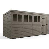 Buttercup Farm 16ft x 9ft Composite Pent Garden Shed Single Door With Windows in Grey