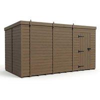 Buttercup Farm 16ft x 10ft Composite Pent Garden Shed Single Door No Windows in Brown