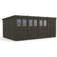 Buttercup Farm 16ft x 10ft Composite Pent Garden Shed Single Door With Windows in Grey