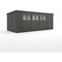Buttercup Farm 18ft x 9ft Composite Pent Garden Shed Single Door With Windows in Grey