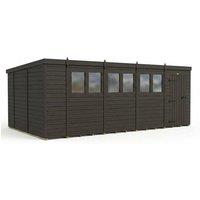 Buttercup Farm 18ft x 10ft Composite Pent Garden Shed Single Door With Windows in Grey