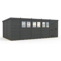 Buttercup Farm 19ft x 10ft Composite Pent Garden Shed Single Door With Windows in Grey