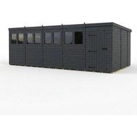 Buttercup Farm 20ft x 10ft Composite Pent Garden Shed Single Door With Windows in Grey
