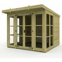 Buttercup Farm 8ft x 8ft Georgian Pent Summer House - Pressure Treated Timber in Brown