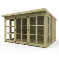Buttercup Farm 12ft x 10ft Georgian Pent Summer House - Pressure Treated Timber in Brown