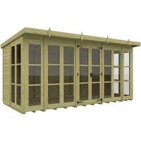 Buttercup Farm 16ft x 7ft Georgian Pent Summer House - Pressure Treated Timber in Brown