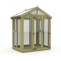 Buttercup Farm 6ft x 4ft Apex Toughened Glass Greenhouse - Pressure Treated Timber in Brown
