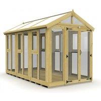 Buttercup Farm 6ft x 12ft Apex Toughened Glass Greenhouse - Pressure Treated Timber in Brown