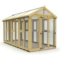 Buttercup Farm 6ft x 14ft Apex Toughened Glass Greenhouse - Pressure Treated Timber in Natural