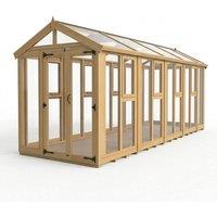 Buttercup Farm 6ft x 18ft Apex Toughened Glass Greenhouse - Pressure Treated Timber in Natural