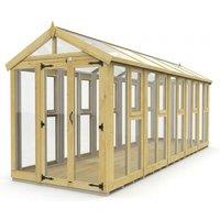 Buttercup Farm 6ft x 20ft Apex Toughened Glass Greenhouse - Pressure Treated Timber in Brown