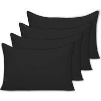 Grace Microfiber Pillow Cases Pack of 4 with Envelope Closure in Black | Size: Standard Pillow Case