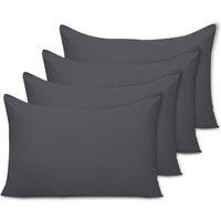 Grace Microfiber Pillow Cases Pack of 4 with Envelope Closure in Charcoal | Size: Standard Pillow Case