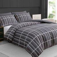 Grace Brushed Duvet Cover Sets Premium Microfiber Duvet Cover in Charcoal | Size: Double
