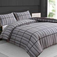 Grace Brushed Duvet Cover Sets Premium Microfiber Duvet Cover in Grey | Size: Super King