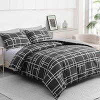 Grace Premium Microfiber Duvet Cover Set Lightweight & Breathable in Charcoal | Size: Double