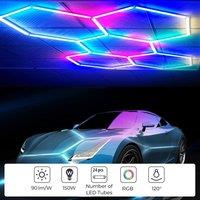 ENER-J Hexagon RGB LED Ceiling Light Kit 150W Honeycomb Garage Lighting in White | Size: 145 cm